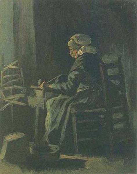 Peasant woman at the spinning wheel 1885 xx van gogh museum amsterdam
